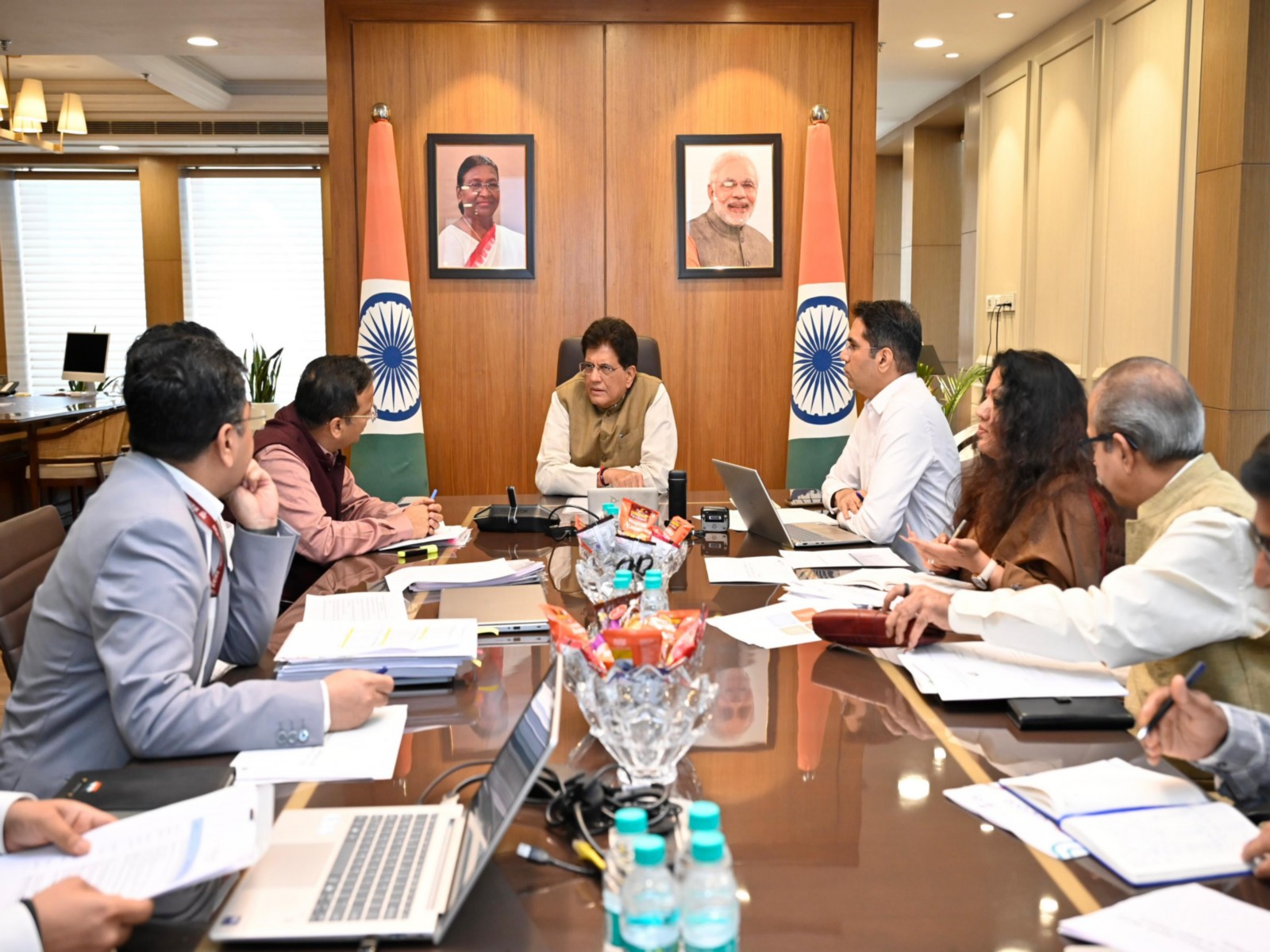 Union Minister of Commerce and Industry Piyush Goyal chaired a meeting for obtaining Sanitary and Phytosanitary (SPS) approvals for Indian agricultural and fisheries products in global markets (Photo/X@PiyushGoyal)