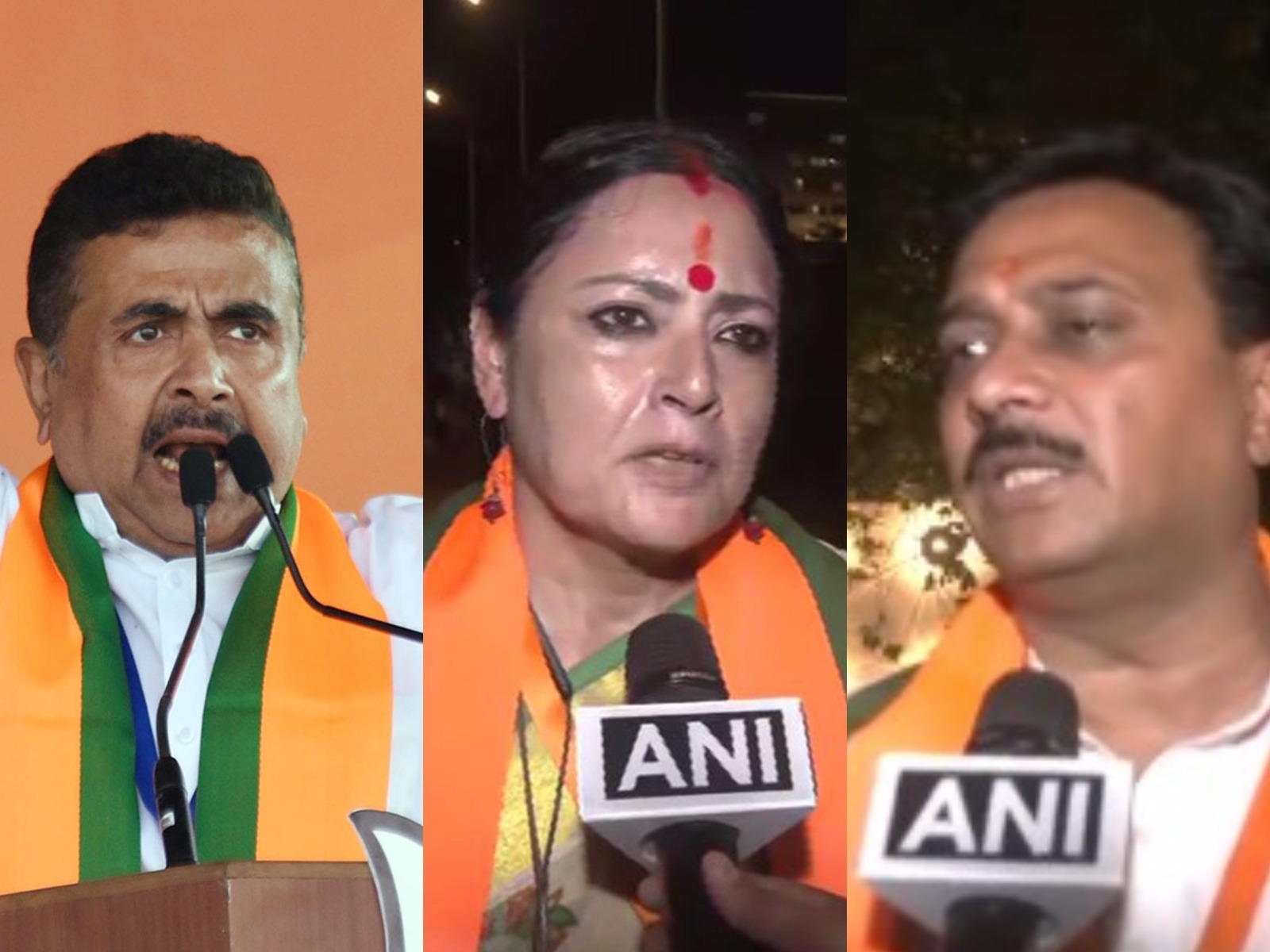 BJP leaders Suvendu Adhikari, Agnimitra Paul and  Umesha Rai (Photo/ANI)