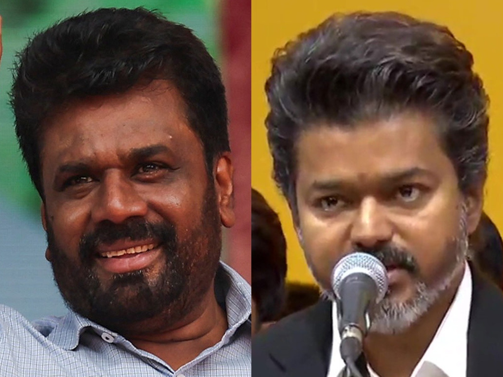 Sri Lankan President Anura Kumara Dissanayake and Tamil Nadu's newly sworn-in CM C.Joseph Vijay (Photo/Reuters/ANI)