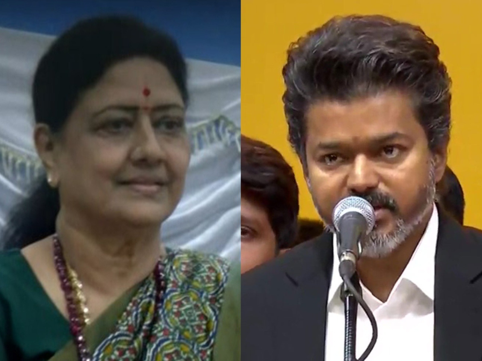 VK Sasikala, CM Vijay (Photo/ANI)