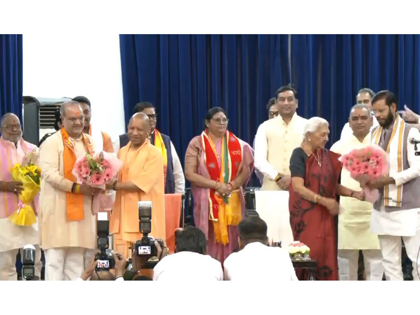 Six new ministers, including one woman, inducted into Yogi cabinet; 2 promoted (Photo/ANI) Six new ministers, including one woman, inducted into Yogi cabinet; 2 promoted (Photo/ANI)