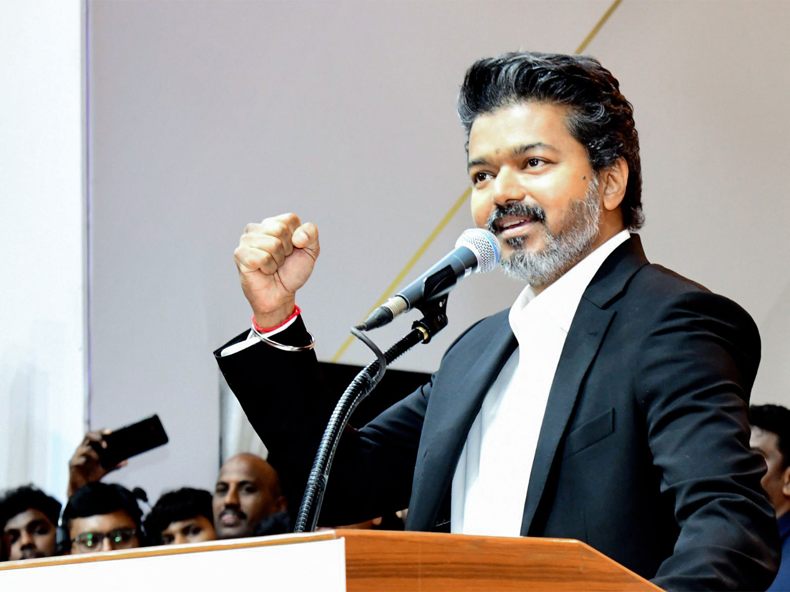 Tamilaga Vettri Kazhagam (TVK) chief C Joseph Vijay speaks after taking oath as the Chief Minister of Tamil Nadu during the oath-taking ceremony (Photo/ANI)