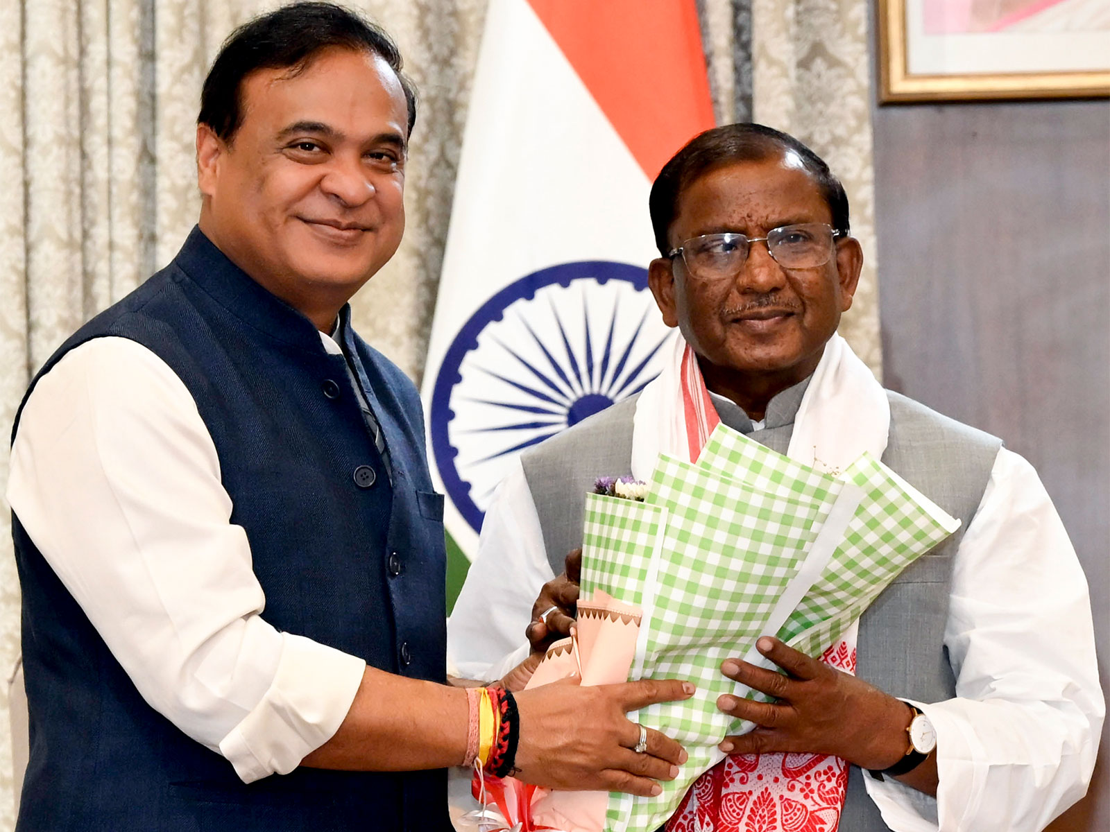 Himanta Biswa Sarma with Assam Governor Lakshman Prasad Acharya (File Photo/ANI)