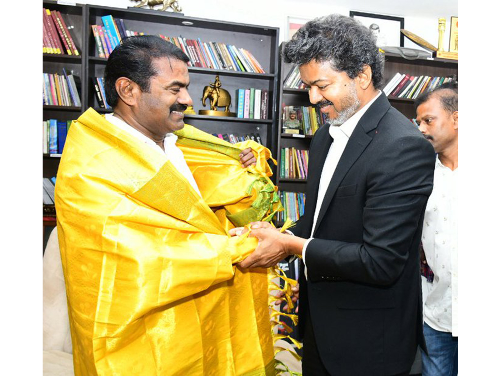 TN CM meets NTK Chief Coordinator Senthamizhan Seeman (Photo/@CMOTamilnadu)