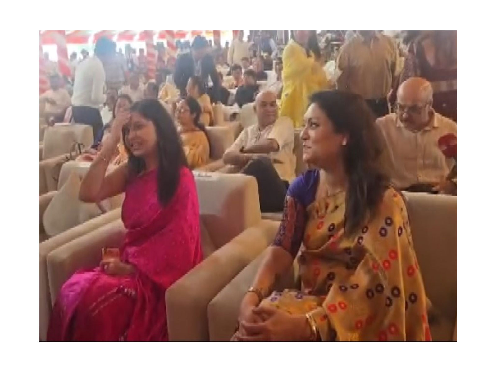 Assam CM-designate Himanta Biswa Sarma's wife RIniki Bhuyan Sharma and daughter Sukanya Sarma (Photo/ANI)