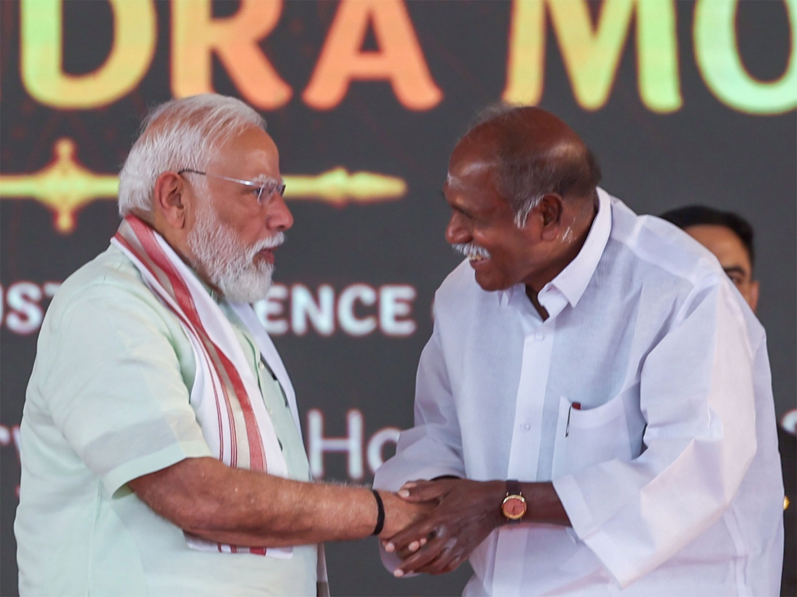 Prime Minister Narendra Modi, Puducherry CM Rangaswamy (Photo/ANI)