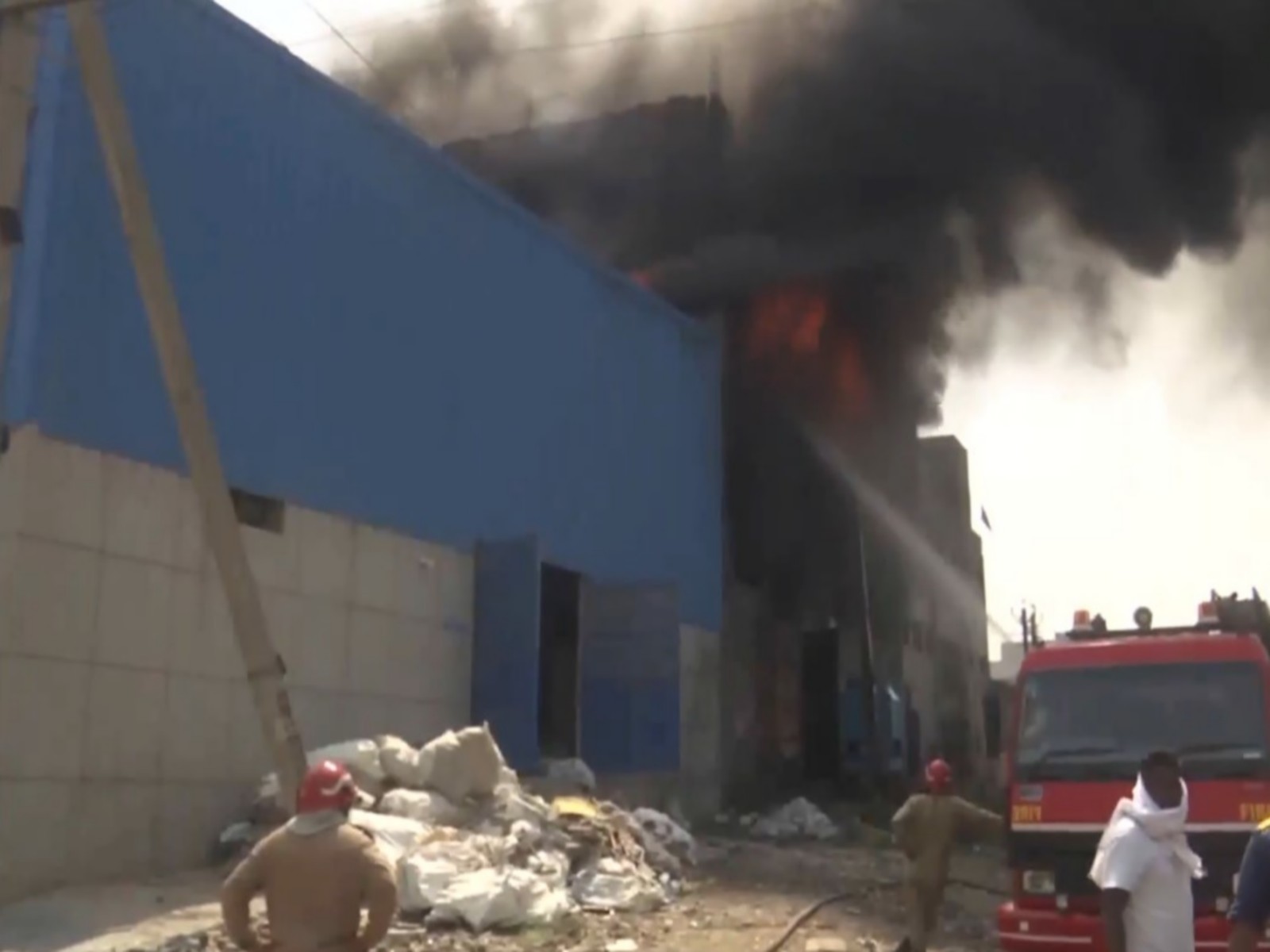 Massive fire breaks out at RO manufacturing unit in Delhi's Kanjhawala (Photo/ANI)