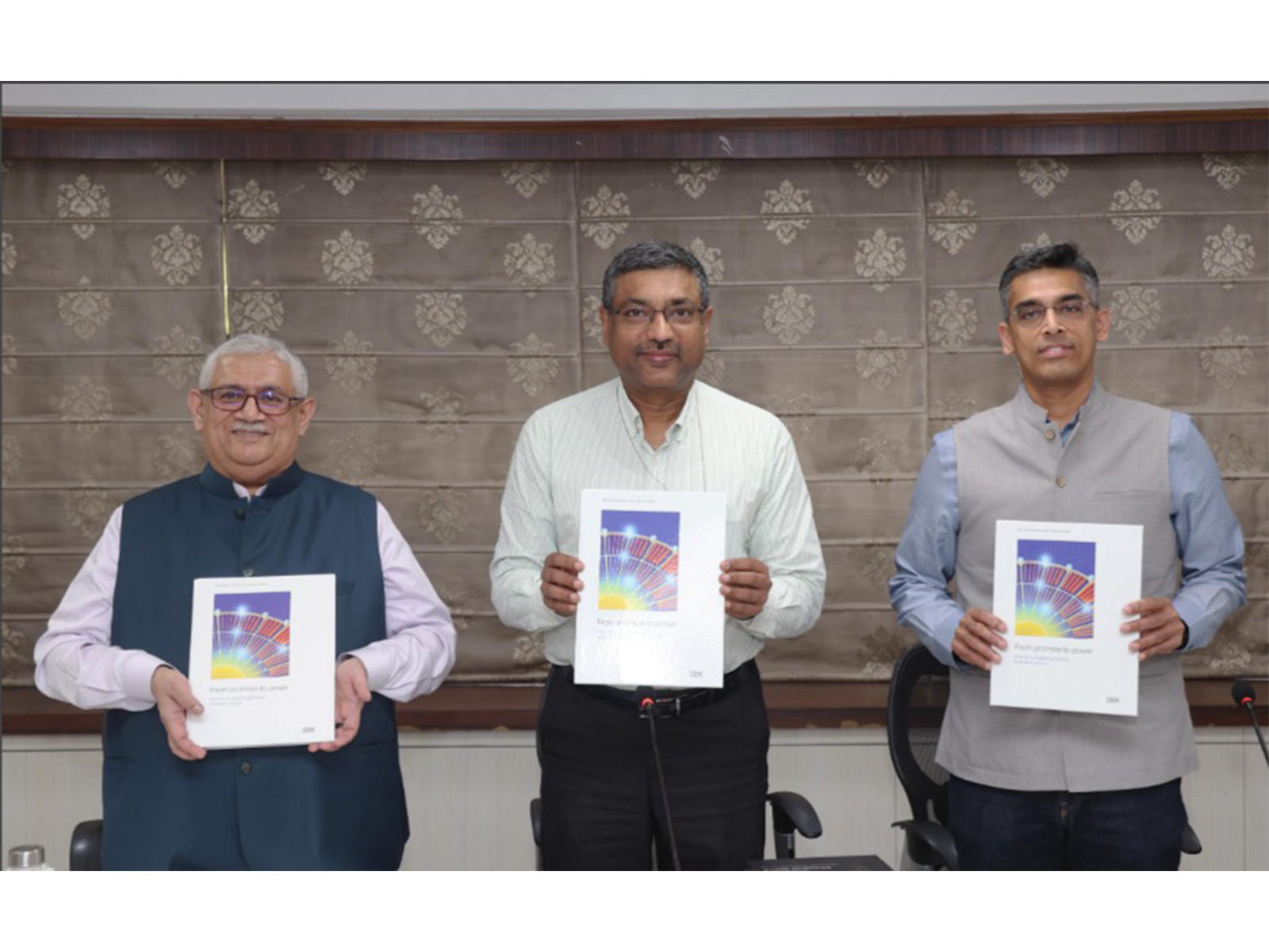 Sandip Patel, MD, IBM India & South Asia; S Krishnan, Secretary - MeitY, Government of India; and Sriram Raghavan, GM, IBM Software, India and Software Innovation Lab (Photo/ANI) Sandip Patel, MD, IBM India & South Asia; S Krishnan, Secretary - MeitY, Government of India; and Sriram Raghavan, GM, IBM Software, India and Software Innovation Lab (Photo/ANI)