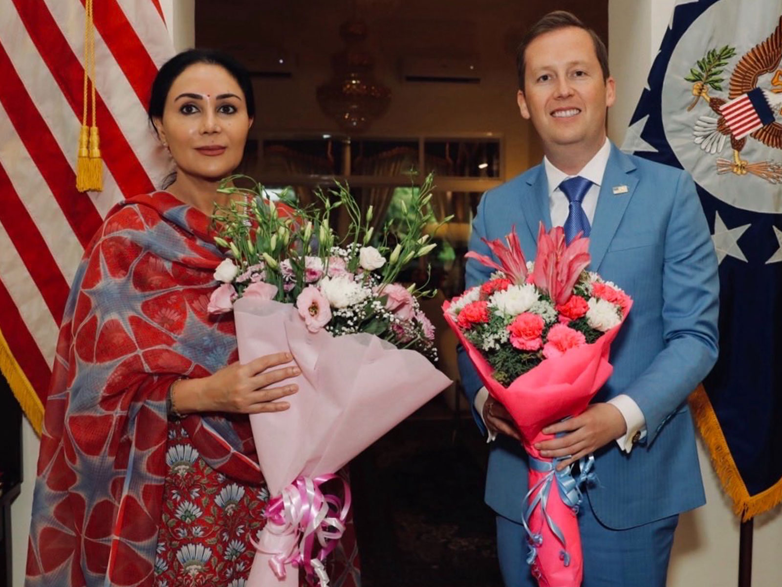 Rajasthan Deputy Chief Minister Diya Kumari and US Ambassador to India Sergio Gor (Photo/ X@USAmbIndia)