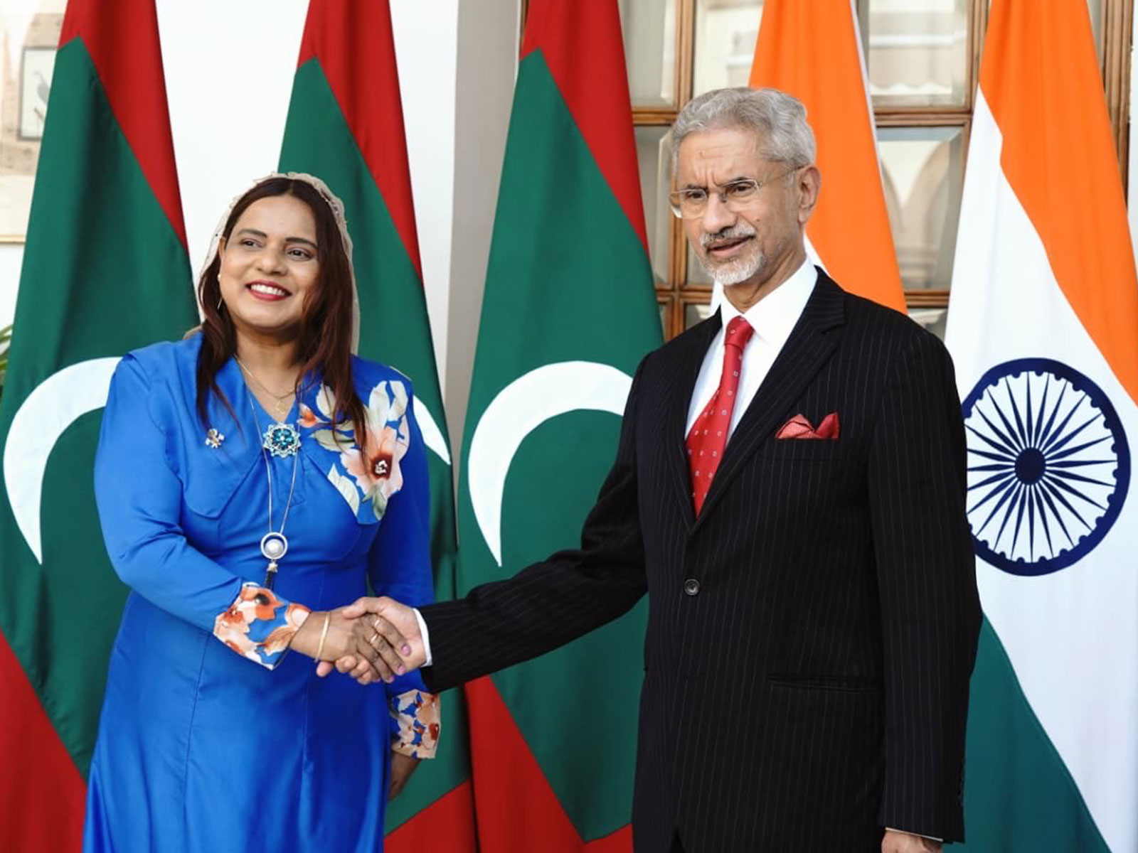 External Affairs Minister S Jaishankar with Maldives’ Foreign Minister Iruthisham Adam (Photo/ X@DrSJaishankar)