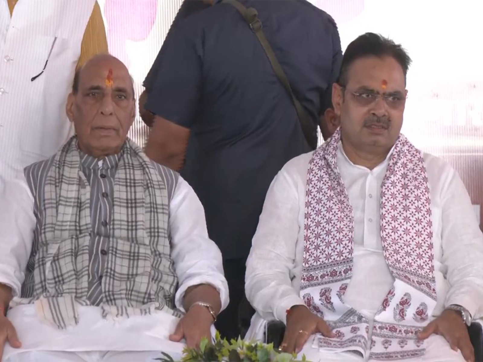 Defence Minister Rajnath Singh and Rajasthan Chief Minister Bhajanlal Sharma (Photo/ANI) Defence Minister Rajnath Singh and Rajasthan Chief Minister Bhajanlal Sharma (Photo/ANI)
