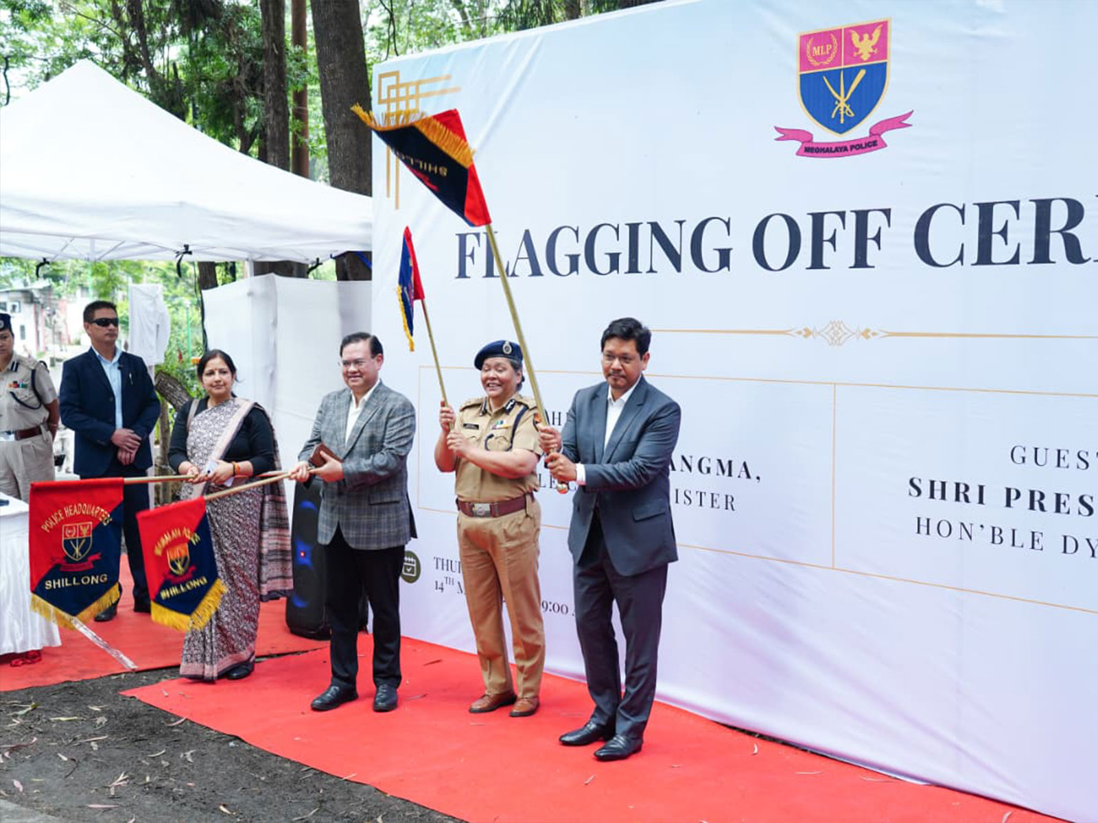 Meghalaya CM Conrad Sangma flags off new fleet of police vehicles in Shillong (Photo:X@SangmaConrad)