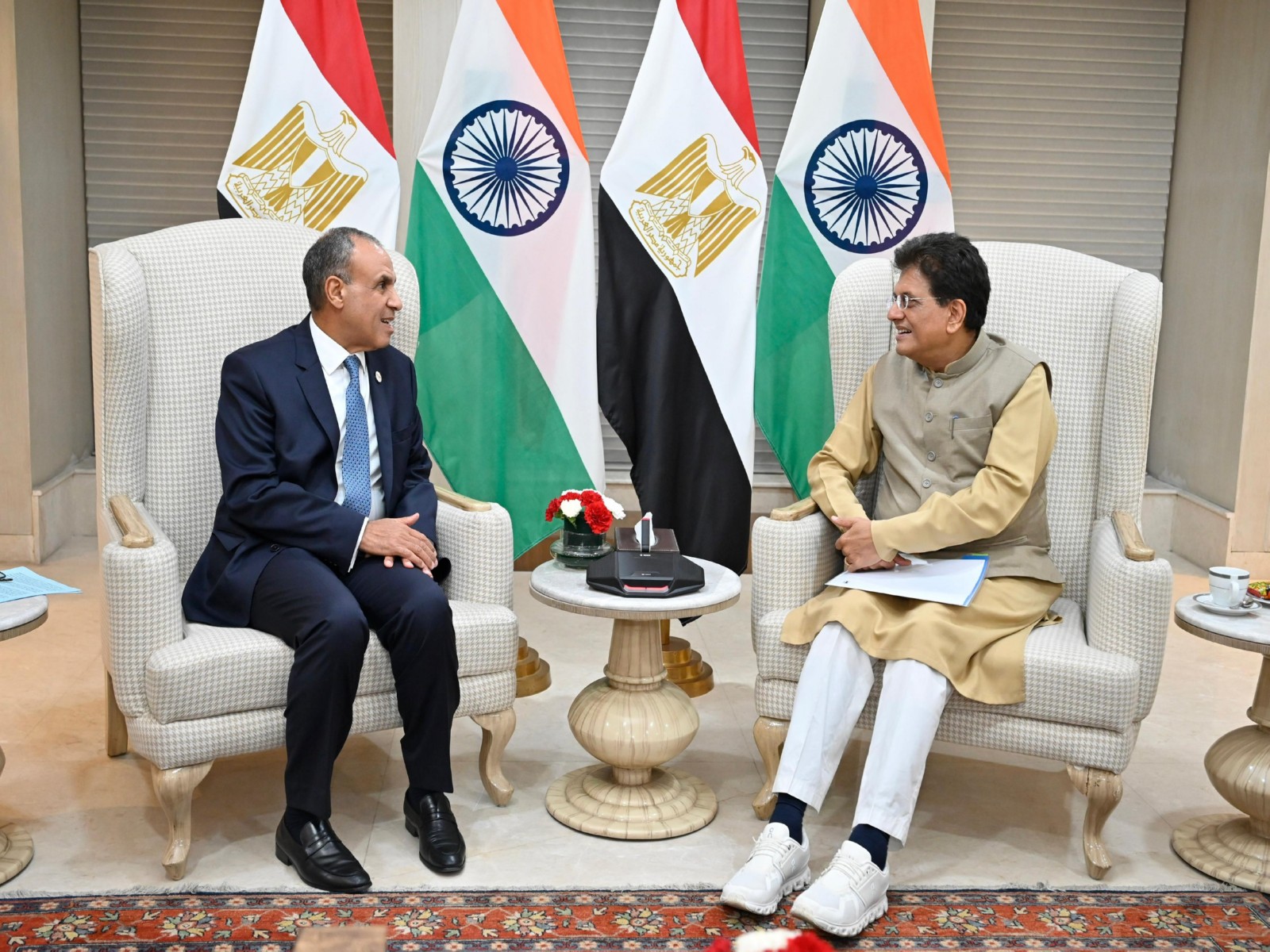 Piyush Goyal, Union Minister of Commerce and Industry with Badr Abdelatty, the Minister of Foreign Affairs of Egypt(Photo/@PiyushGoyal)