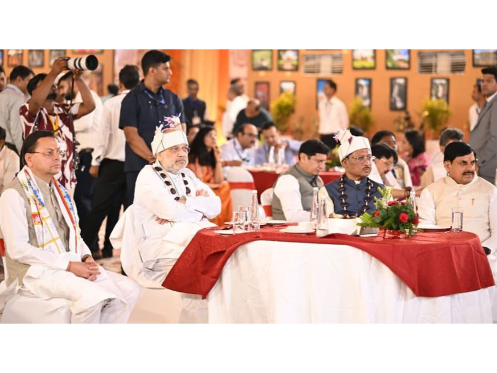 Union Home Minister Amit Shah, Chhattisgarh CM Vishnu Deo Sai, Uttarakhand CM Pushkar Singh Dhami and Madhya Pradesh CM Mohan Yadav (Photo/ANI) Union Home Minister Amit Shah, Chhattisgarh CM Vishnu Deo Sai, Uttarakhand CM Pushkar Singh Dhami and Madhya Pradesh CM Mohan Yadav (Photo/ANI)
