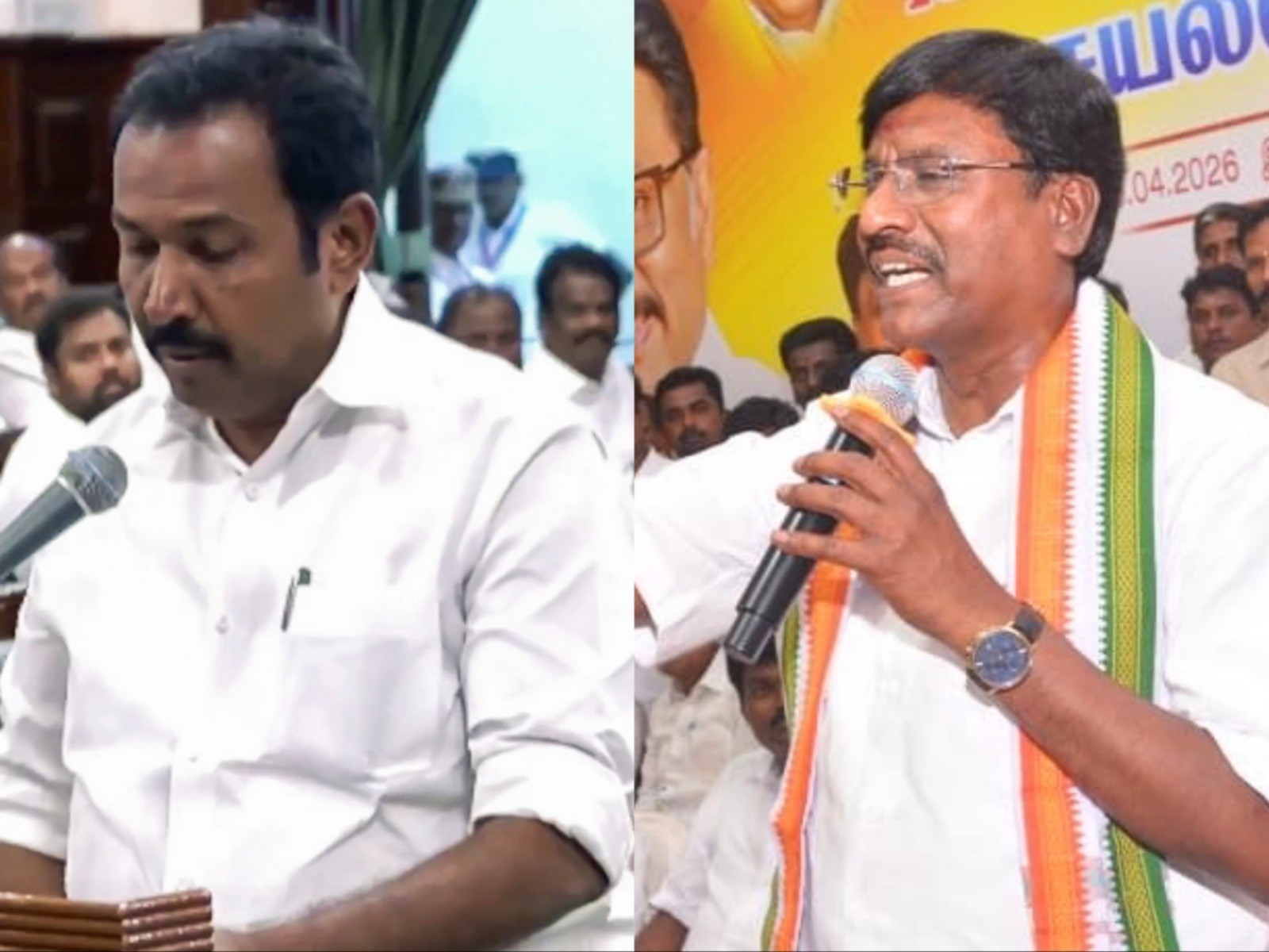 Tamil Nadu Congress MLAs Rajesh Kumar (Photo/ANI) and P Viswanathan (Photo/@Viswanathan_INC)