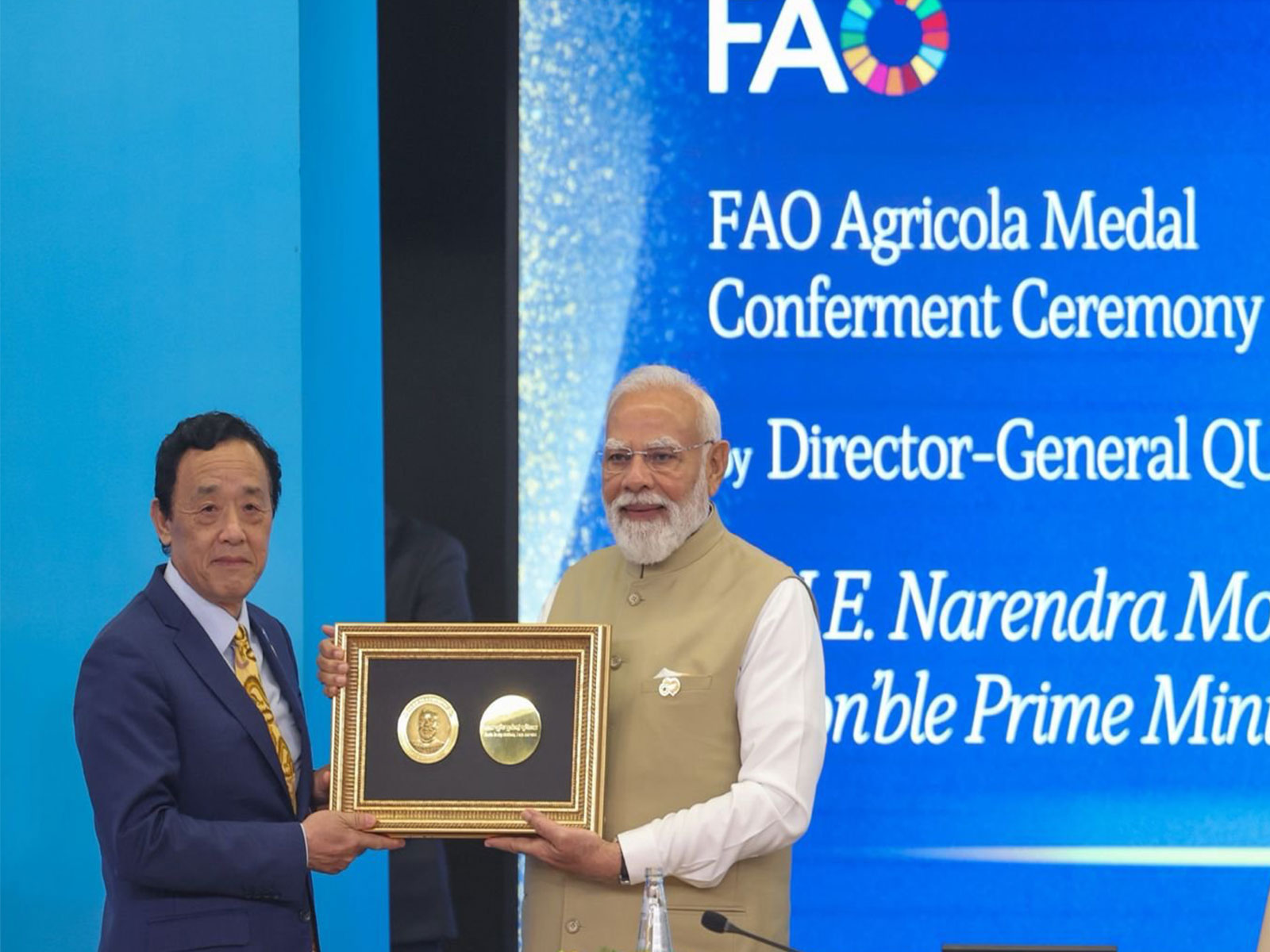 Prime Minister Narendra Modi and Qu Dongyu, Director General of FAO (Photo: X@narendramodi)