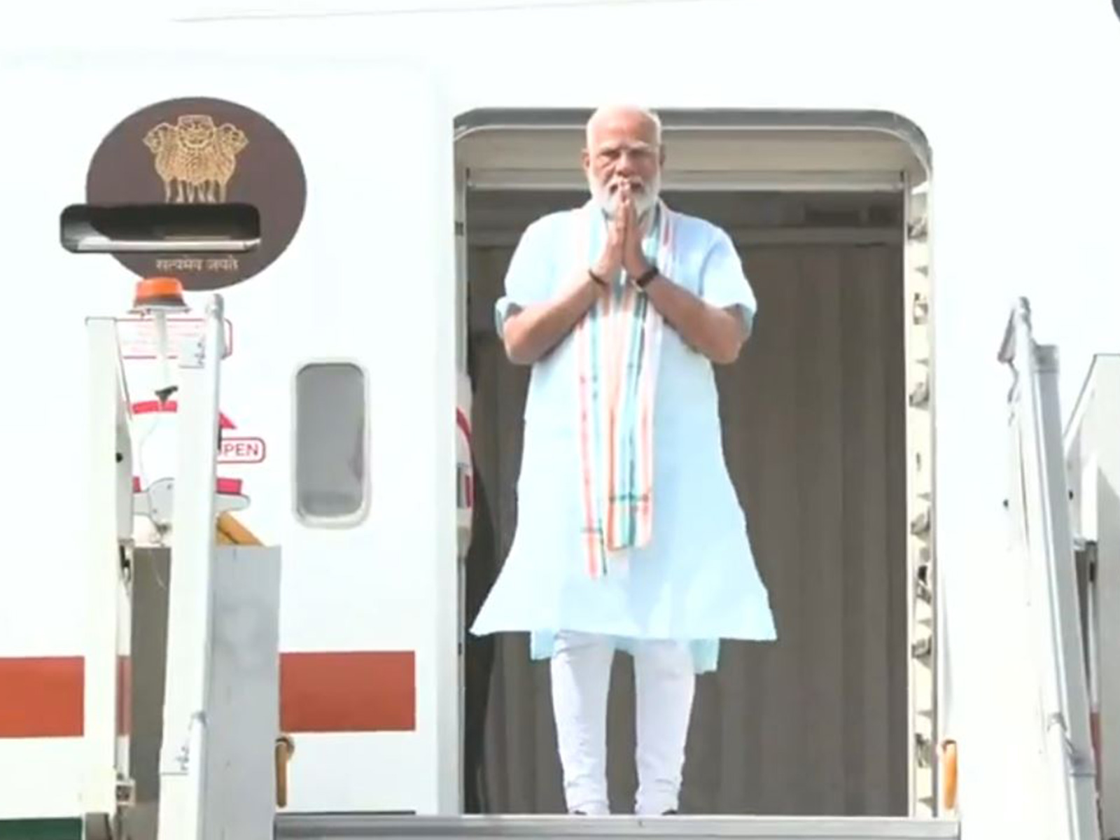 Prime Minister Narendra Modi at Delhi airport after concluding his five-nation tour (Photo/ANI)