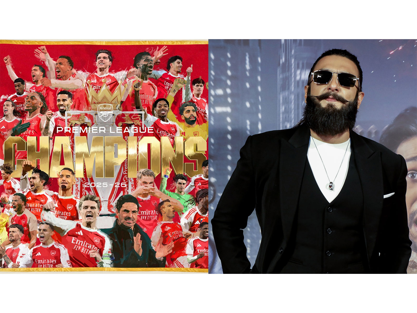 Ranveer Singh celebrates Arsenal's win (Photo/ANI/X@Arsenal)
