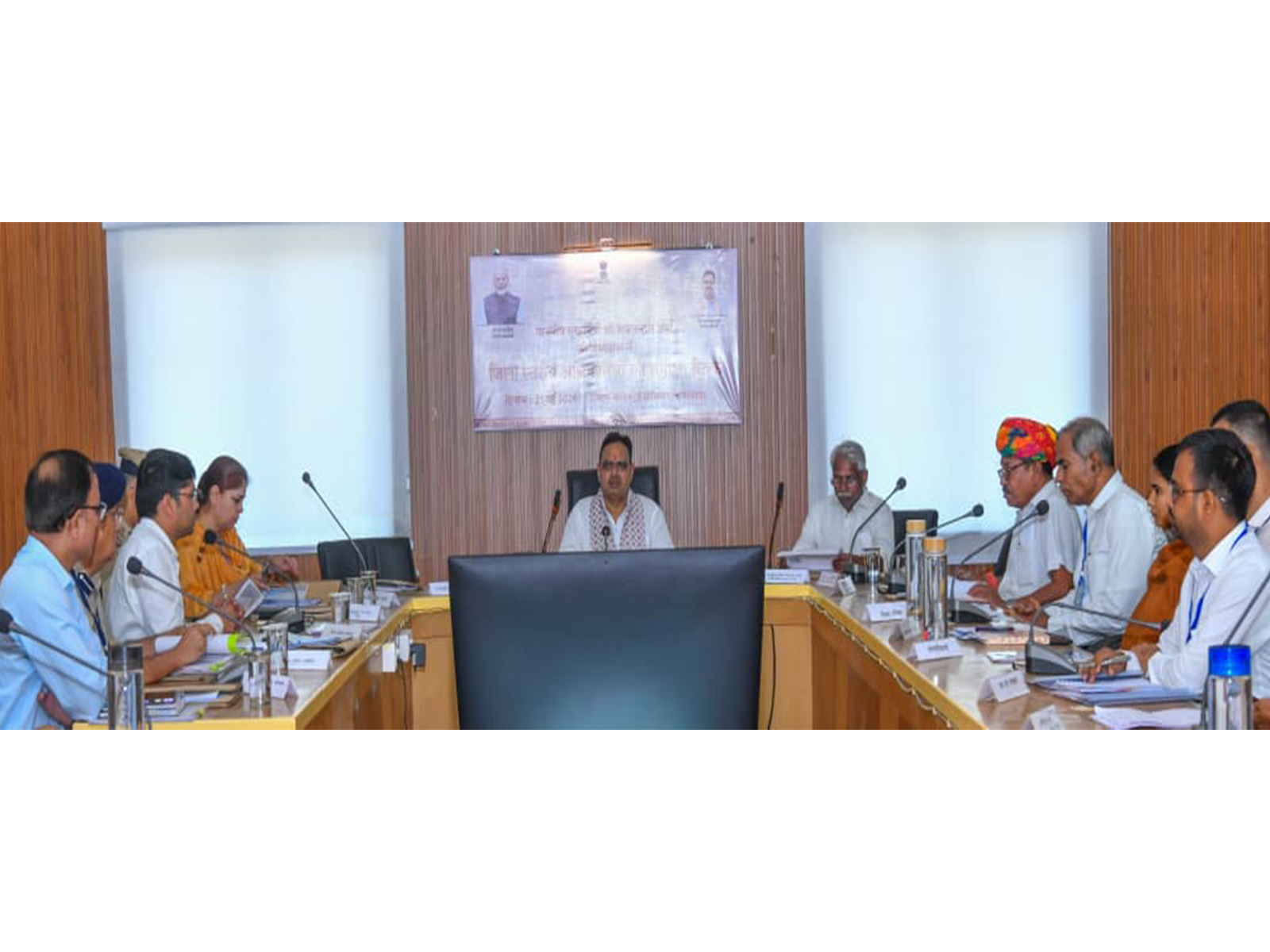 Rajasthan Chief Minister Bhajanlal Sharma holds meeting with District-Level officials (Photo/ANI) Rajasthan Chief Minister Bhajanlal Sharma holds meeting with District-Level officials (Photo/ANI)