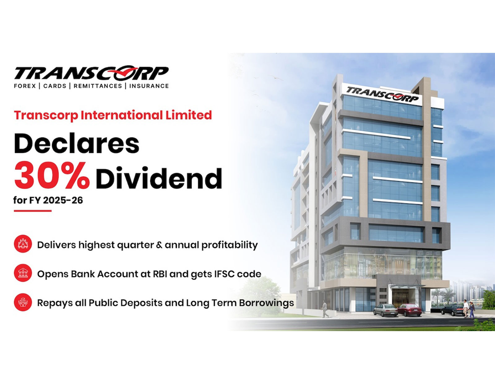 Transcorp delivers all-time high earnings for Q4 and FY26; declares 30% dividend and gains access to RBI’s Centralised Payment Systems with NEFT/RTGS capabilities