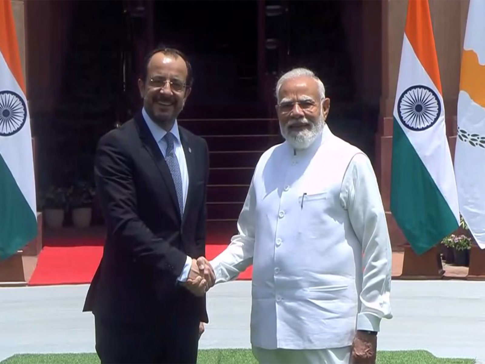 Prime Minister Narendra Modi with  Cyprus President Nikos Christodoulides (Photo/ANI)