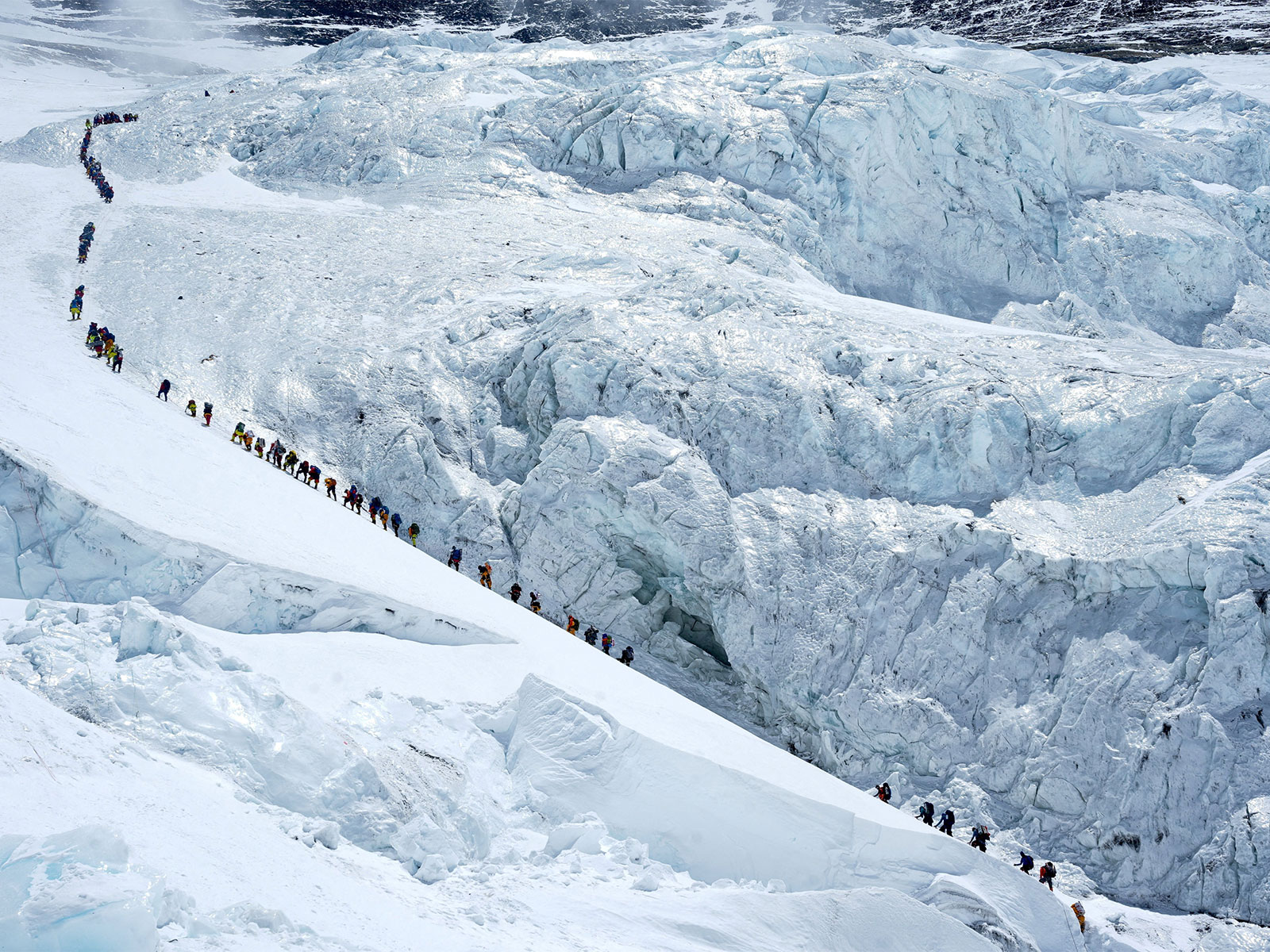 A long line of climbers makes its way towards the summit of Mount Everest in Nepal’s Solukhumbu district, popularly known as the Everest region. (Photo/Reuters)