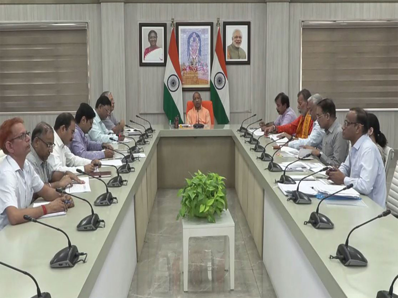 Uttar Pradesh CM Yogi Adityanath holds meeting with Labour Department (Photo/ANI)