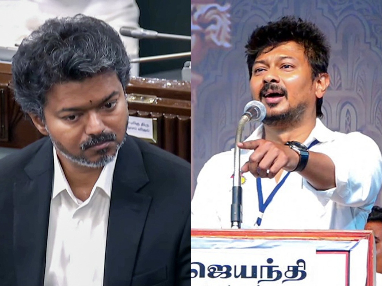 Tamil Nadu CM Vijay and LoP Udhayanidhi Stalin (Photo/ANI)