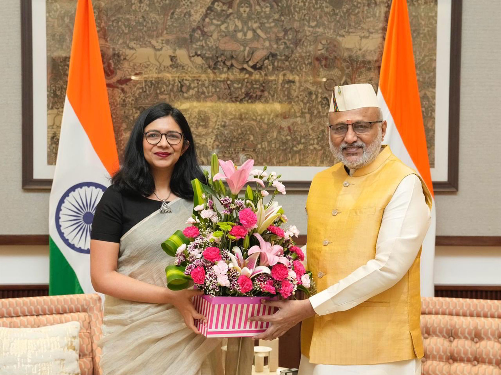 Swati Maliwal meets Vice President C P Radhakrishnan (Photo/ANI)