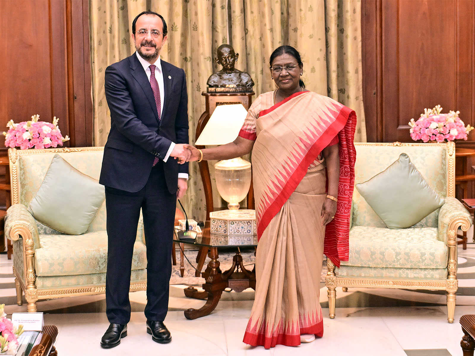 President Droupadi Murmu with President of the Republic of Cyprus Nikos Christodoulides at Rashtrapati Bhavan (Photo/ ANI)