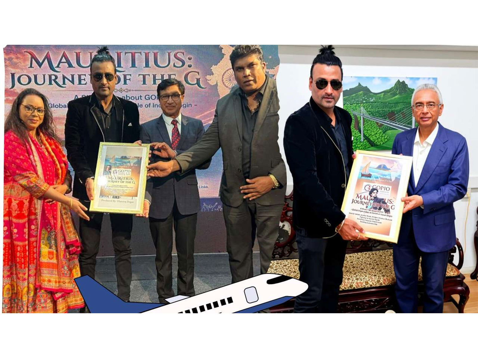 Nitu Shah, Suchhi Kumar, Mookhesswur Choonee, Rakesh Achdoo and former Mauritius PM Pravind Jugnauth at the poster launch of Mauritius: The Journey of the G Nitu Shah, Suchhi Kumar, Mookhesswur Choonee, Rakesh Achdoo and former Mauritius PM Pravind Jugnauth at the poster launch of Mauritius: The Journey of the G