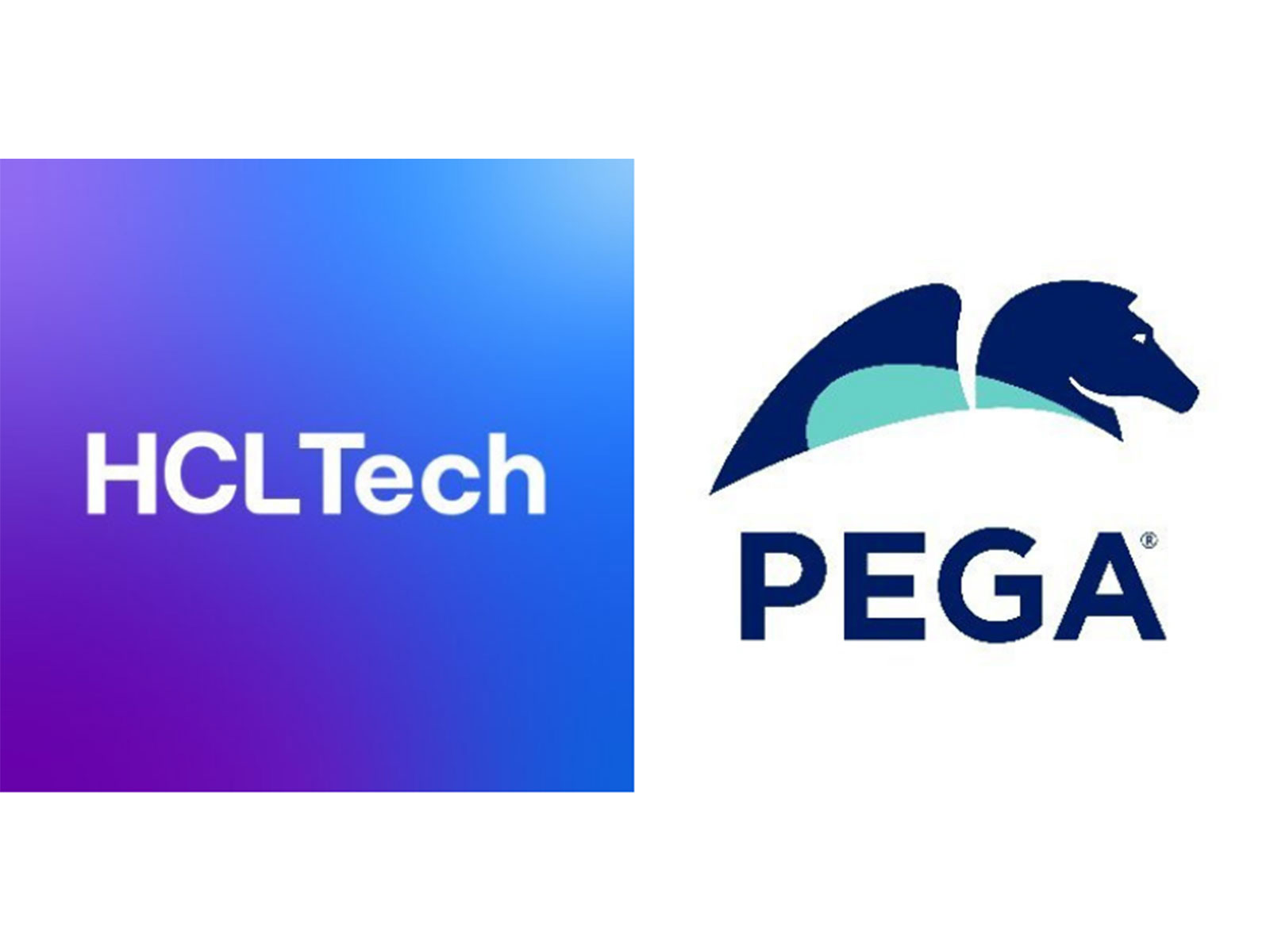 HCLTech logo;  Pegasystems logo (Photo/@hcltech/@pega)