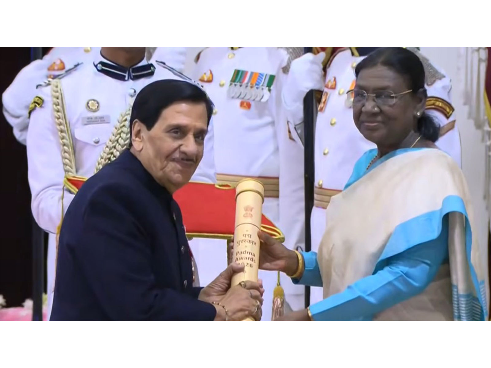 Actor Arvind Vaidya receives Padma Award from President Droupadi Murmu (Image source: DD News) Actor Arvind Vaidya receives Padma Award from President Droupadi Murmu (Image source: DD News)