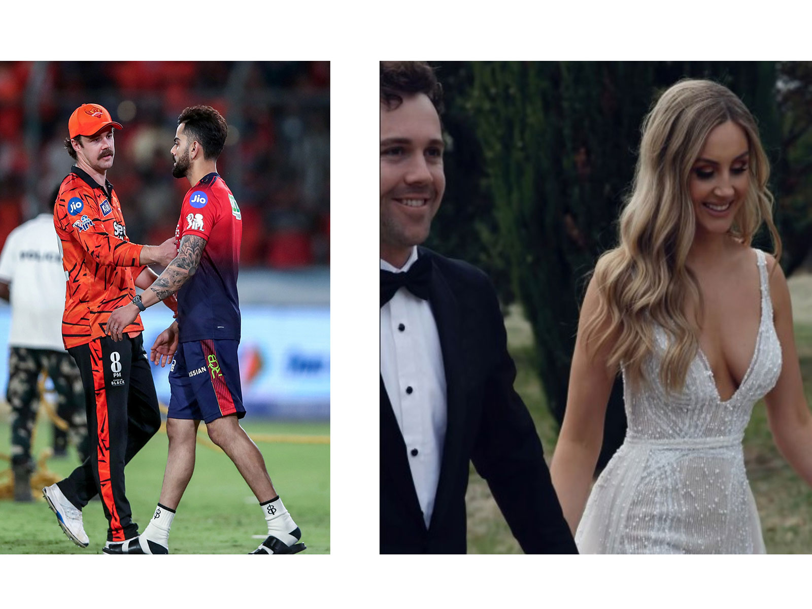 Travis Head (left) and Virat Kohli (right) (Photo: ANI), Travis Head's pic with wife Jessica (Photo source: Jessica's Instagram)