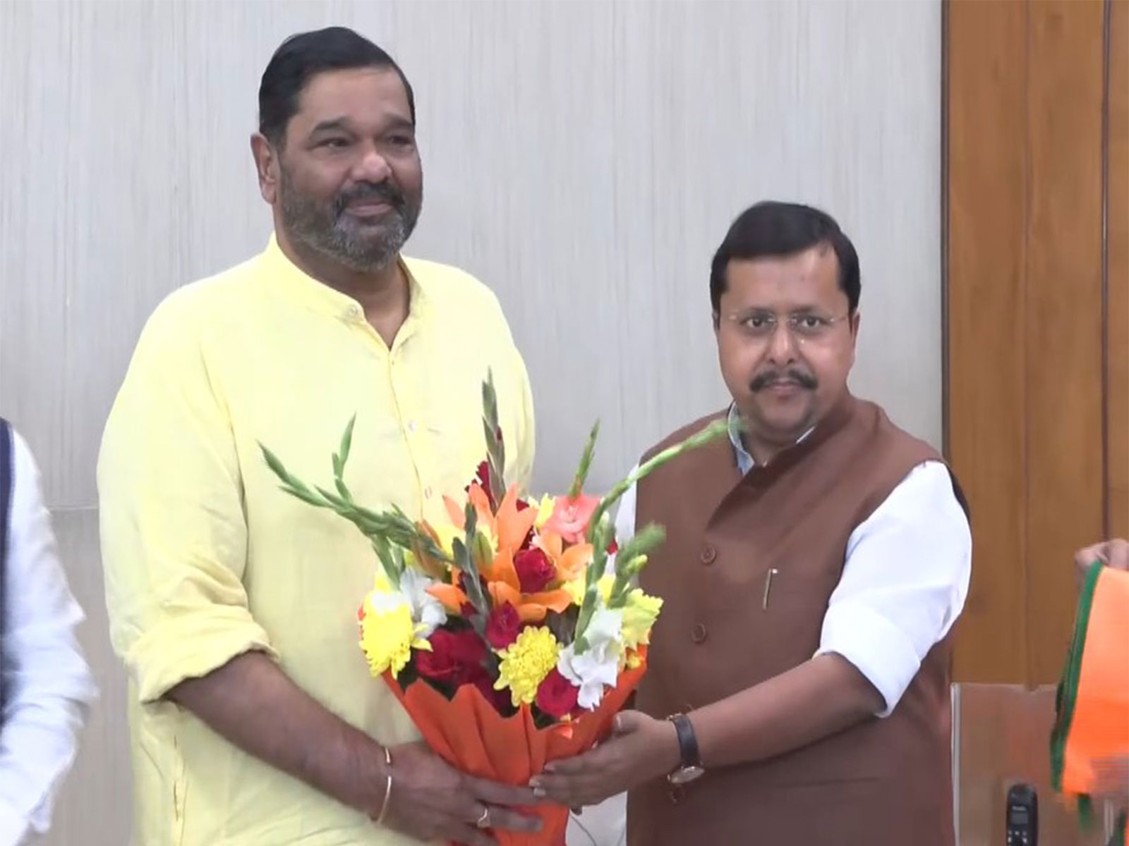 BJP president Nitin Nabin felicitates MP Debashish Samantaray (Photo/ANI) BJP president Nitin Nabin felicitates MP Debashish Samantaray (Photo/ANI)