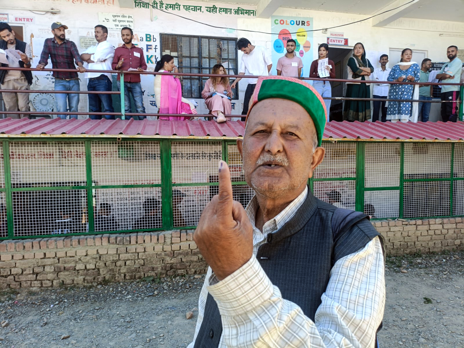 An elderly man casting a vote in the first phase of Himachal panchayat elections,. (ANI Photo) An elderly man casting a vote in the first phase of Himachal panchayat elections,. (ANI Photo)