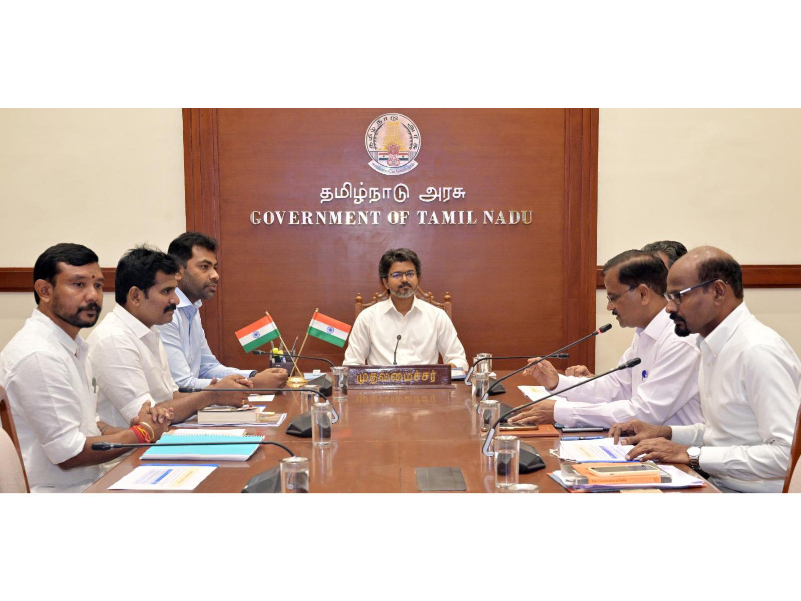 Tamil Nadu CM Vijay chairs review meeting (Photo/TNDIPR) Tamil Nadu CM Vijay chairs review meeting (Photo/TNDIPR)