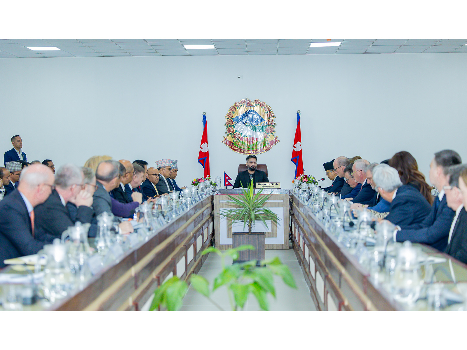 Nepal PM Balendra Shah interacts with EU delegation in Kathmandu. (Image Source: PMO, Nepal) Nepal PM Balendra Shah interacts with EU delegation in Kathmandu. (Image Source: PMO, Nepal)