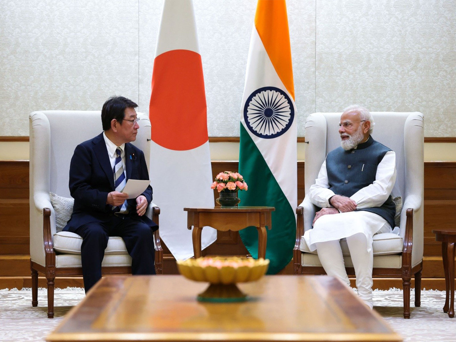 Prime Minister Narendra Modi meets Japanese Foreign Minister Toshimitsu Motegi (Photo/X@narendramodi)