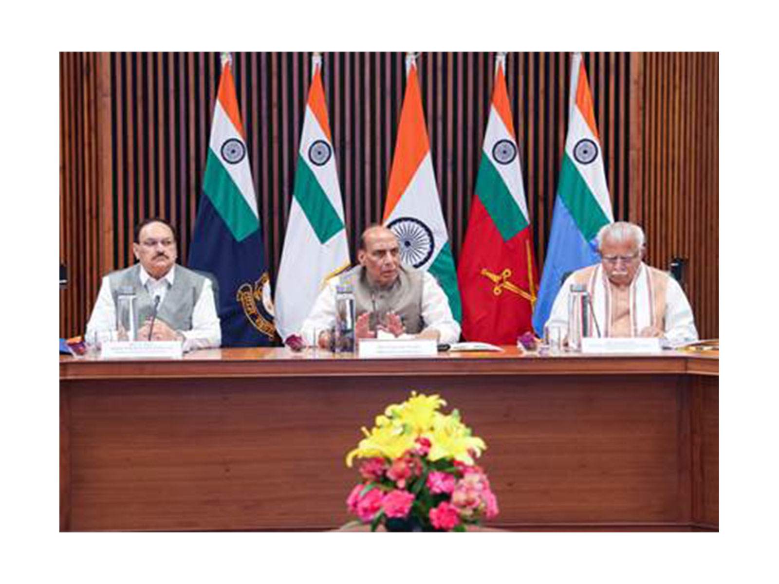 Sixth meeting of the Informal Group of Ministers (IGoM) on West Asia crisis, chaired by Defence Minister Rajnath Singh (Photo/PIB) Sixth meeting of the Informal Group of Ministers (IGoM) on West Asia crisis, chaired by Defence Minister Rajnath Singh (Photo/PIB)