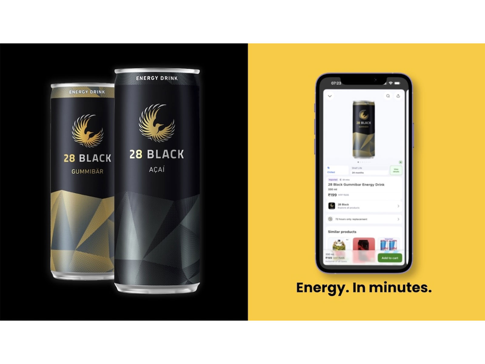 28 BLACK energy drink flavours Aรงaรญ and Gummibรคr now available on Blinkit 28 BLACK energy drink flavours Aรงaรญ and Gummibรคr now available on Blinkit
