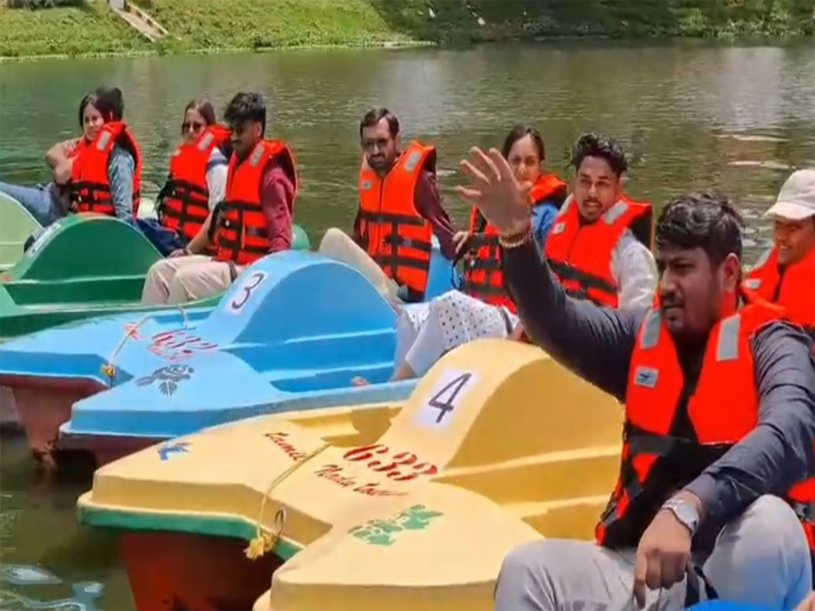 Visuals from the boat race organised by the Tourism Department at Ooty Boat House as part of the annual summer festival. (Photo/ANI) Visuals from the boat race organised by the Tourism Department at Ooty Boat House as part of the annual summer festival. (Photo/ANI)