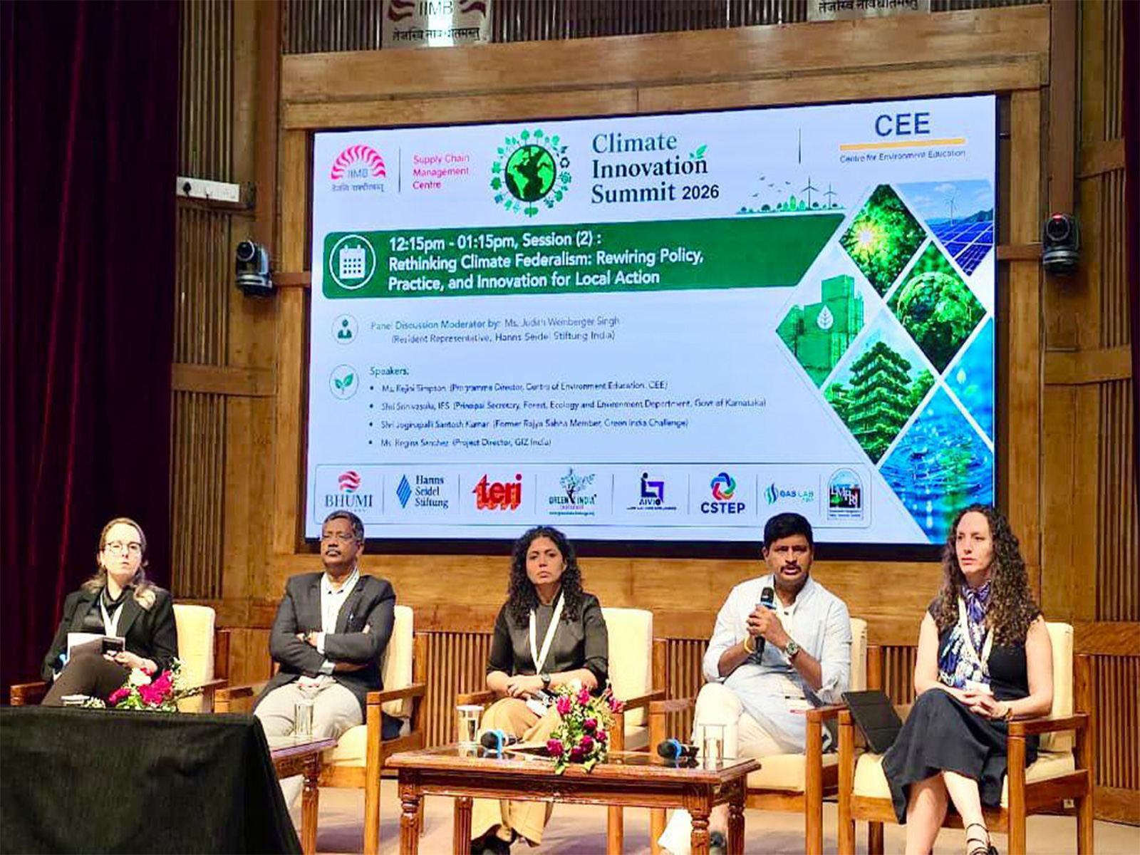 Joginipally Santosh Kumar speaking at the Climate Innovation Summit 2026 at IIM Bangalore (Photo/Press Release)