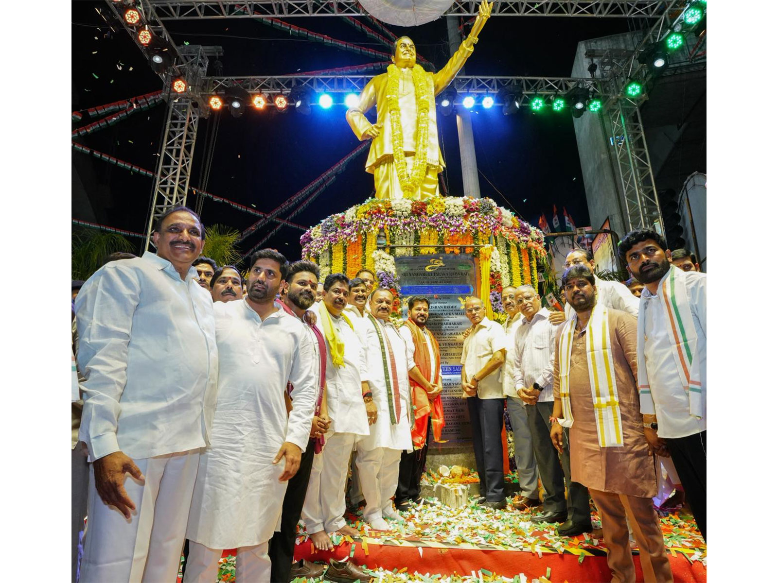 Telangana CM Revanth Reddy unveils NTR statue in Hyderabad (Photo/CMO) Telangana CM Revanth Reddy unveils NTR statue in Hyderabad (Photo/CMO)