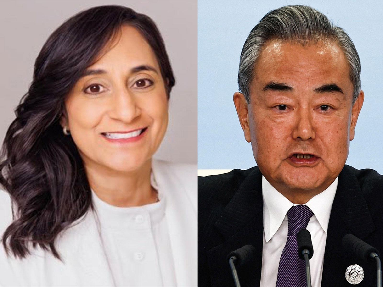 Canadian Foreign Minister Anita Anand and Chinese Foreign Minister Wang Yi (Photo/@AnitaAnandMP/Reuters)