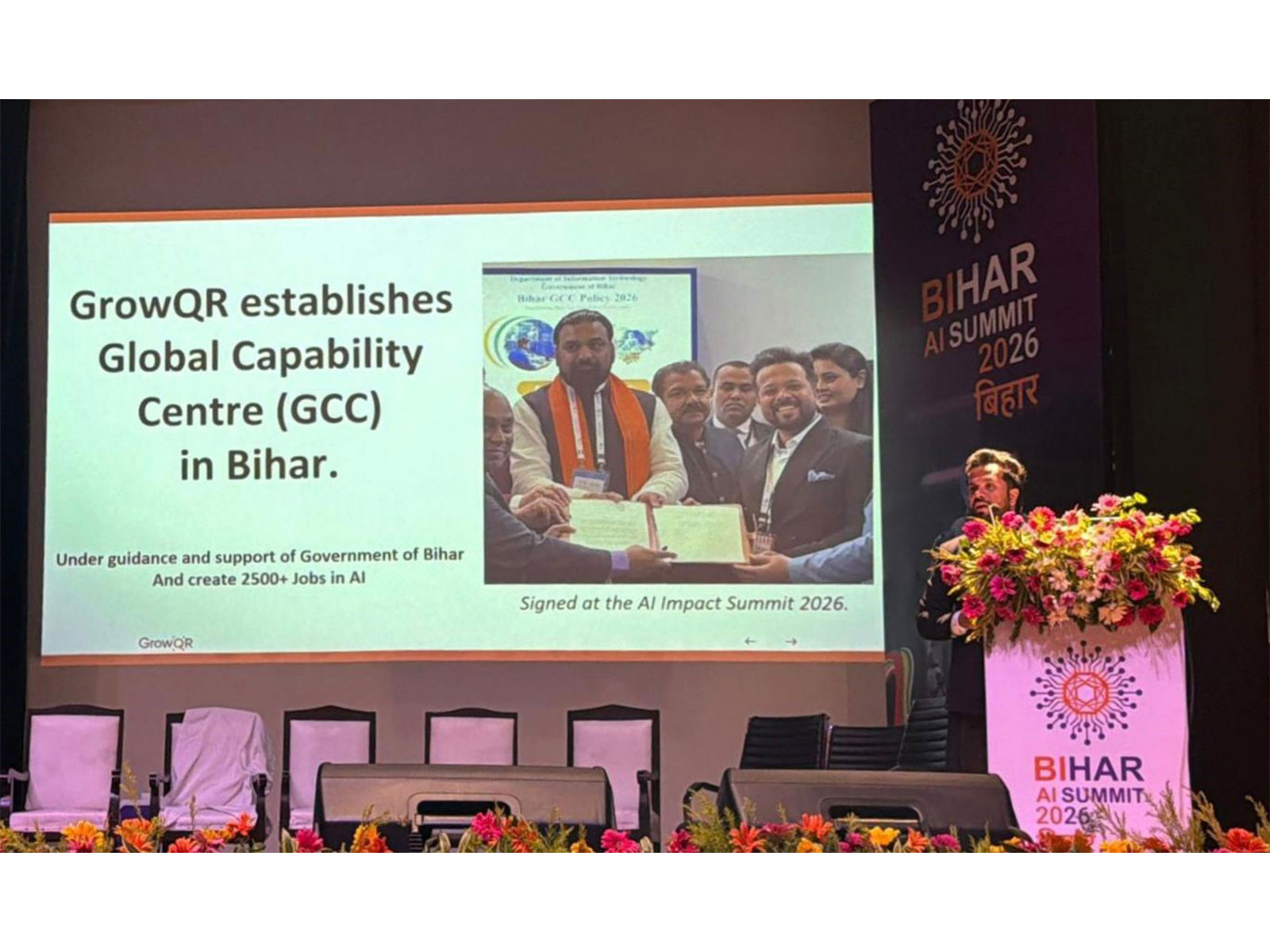 Bibin Babu, Founder of  GrowQR delivered a keynote on India’s AI opportunity and Bihar’s untapped potential; GrowQR also exhibited and participated in a panel discussion at the two-day summit in Patna.