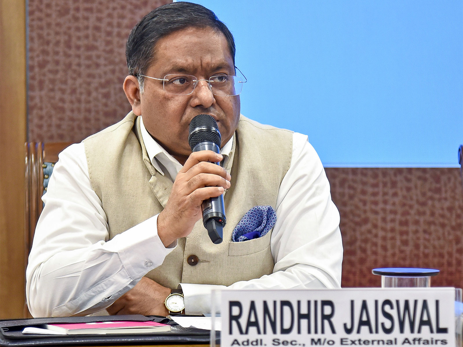 Official Spokesperson of the Ministry of External Affairs, Randhir Jaiswal (Photo/ANI)