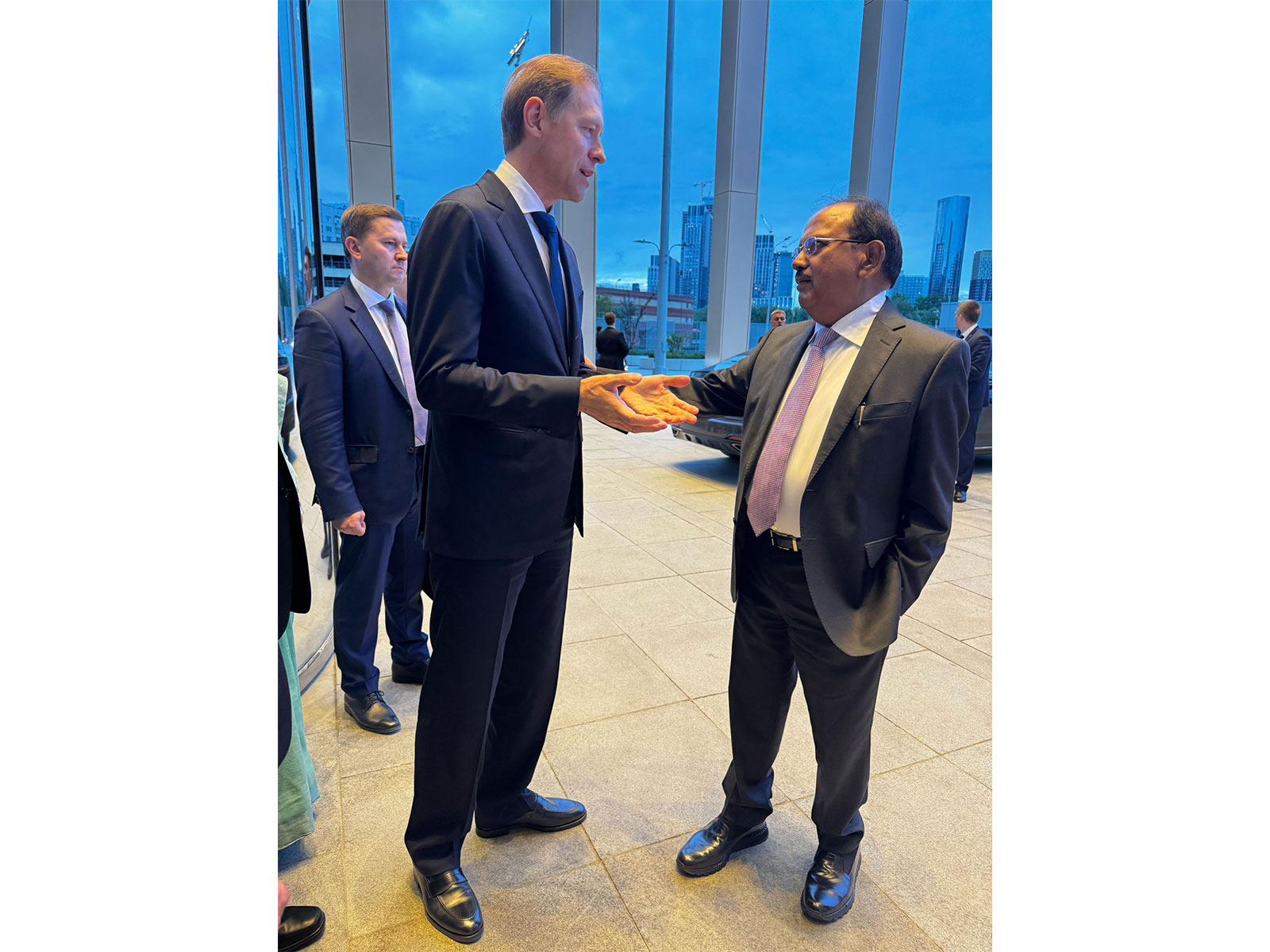 National Security Advisor Ajit Doval with Denis Manturov, First Deputy Prime Minister of the Russia (Photo/ANI) National Security Advisor Ajit Doval with Denis Manturov, First Deputy Prime Minister of the Russia (Photo/ANI)