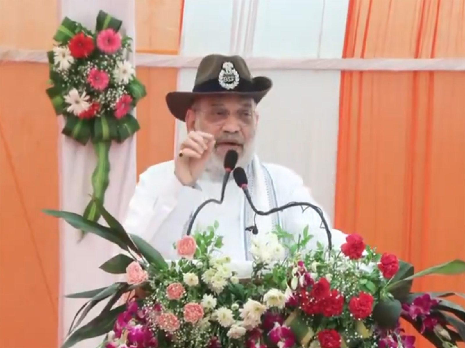 Union Home Minister Amit Shah speaking after inaugurating border outpost G-7 (Photo/ANI)