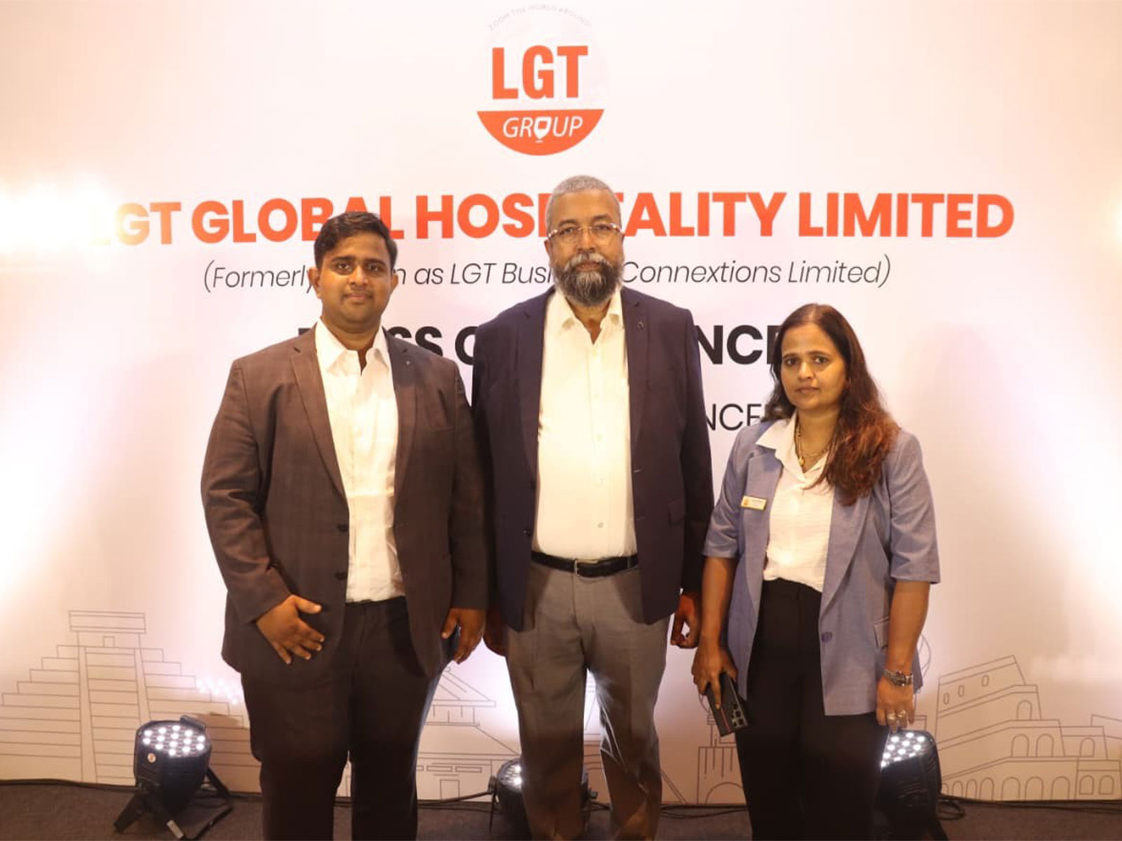 (L-R) Venkatesh, CFO,  Wilfred Selvaraj, Chairman & Managing Director  and  Padma  Wilfred, Director, LGT Global Hospitality Limited